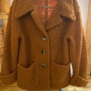 Free People Terracotta Cozy Teddy Coat